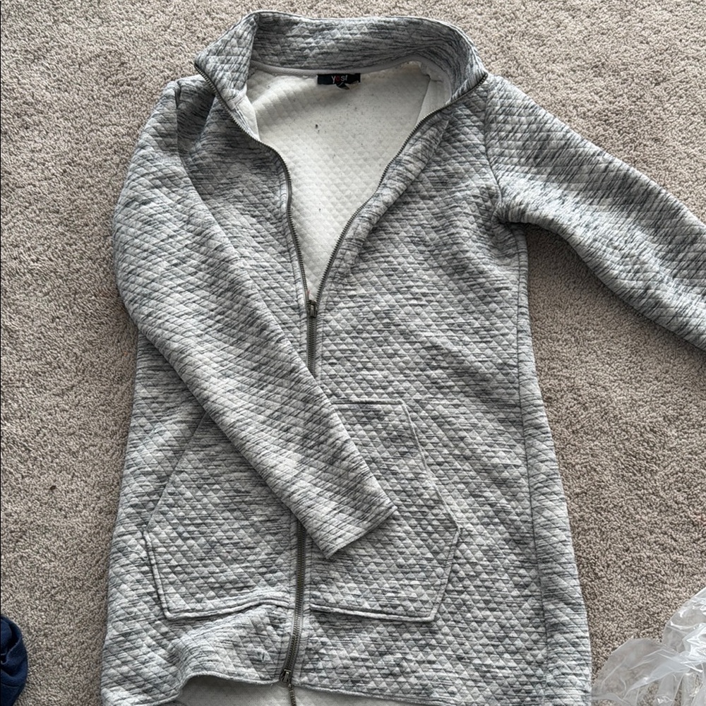 Yesterday People Gray Cardigan with Standing Collar